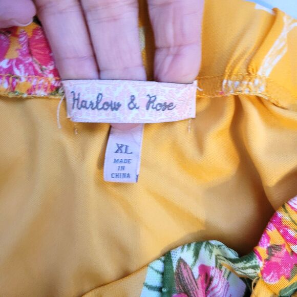 Harlow & Rose Wrap Skirt XL Tropical Floral Sheer Lined Beachy Gauzy Flowing - Picture 5 of 9